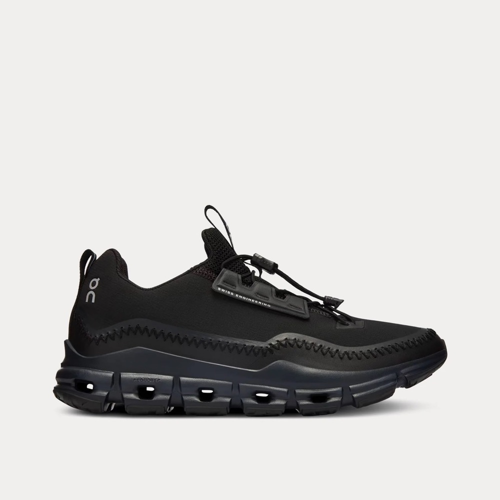 On Running Black Athletic Shoes with Cushioned Sole
